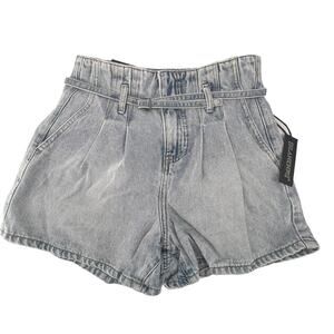 Blank NYC Size 25 Shorts NEW High Waist Skinny Belt Mom Light Wash Cotton